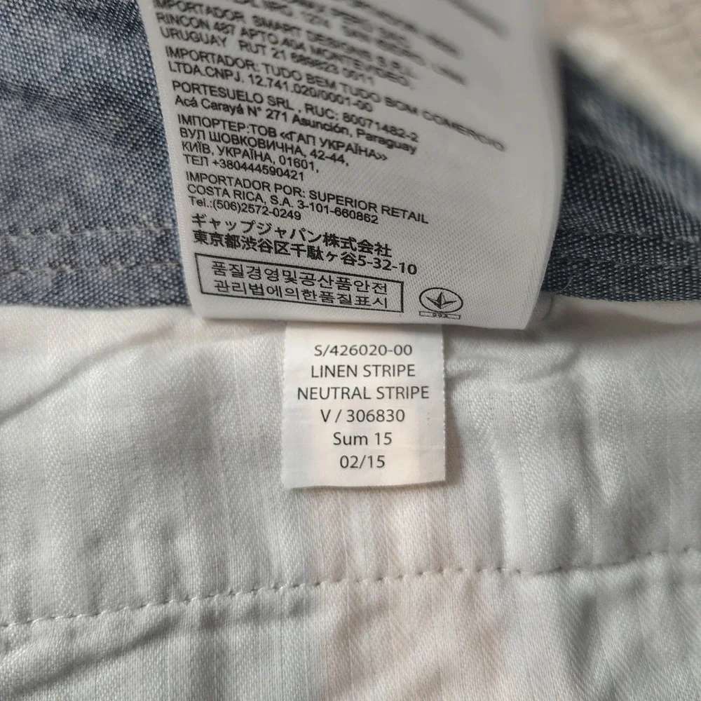 Banana Republic Mens 35x32 Linen Blend Neutral Stripe Straight Leg Pants Cream